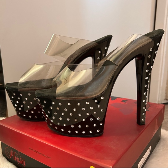 Pleaser Stardust Black Rhinestone Platform heels. - Picture 2 of 14